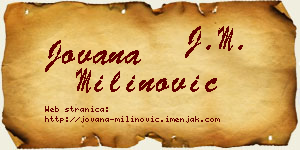 Jovana Milinović vizit kartica